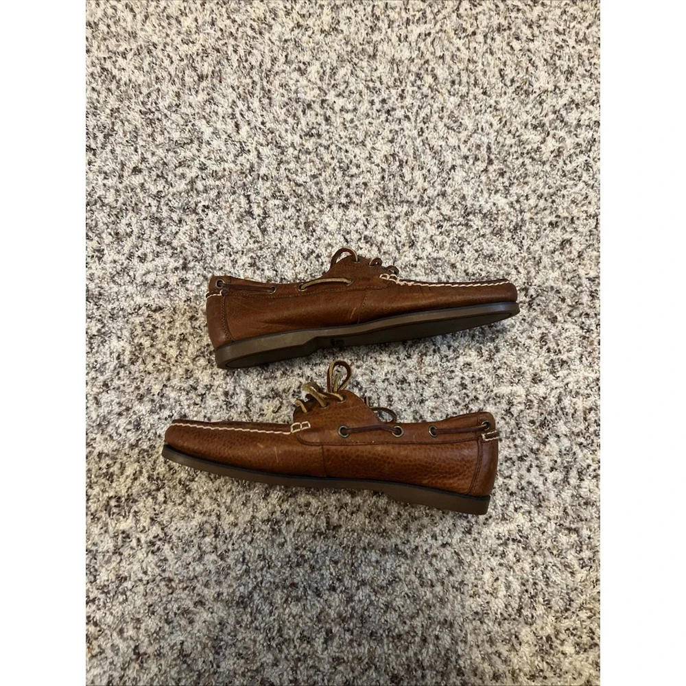 Polo‎ Ralph Lauren New Bienne Tan Leather Boat Shoe Loafer Size 8.5 Lace Up